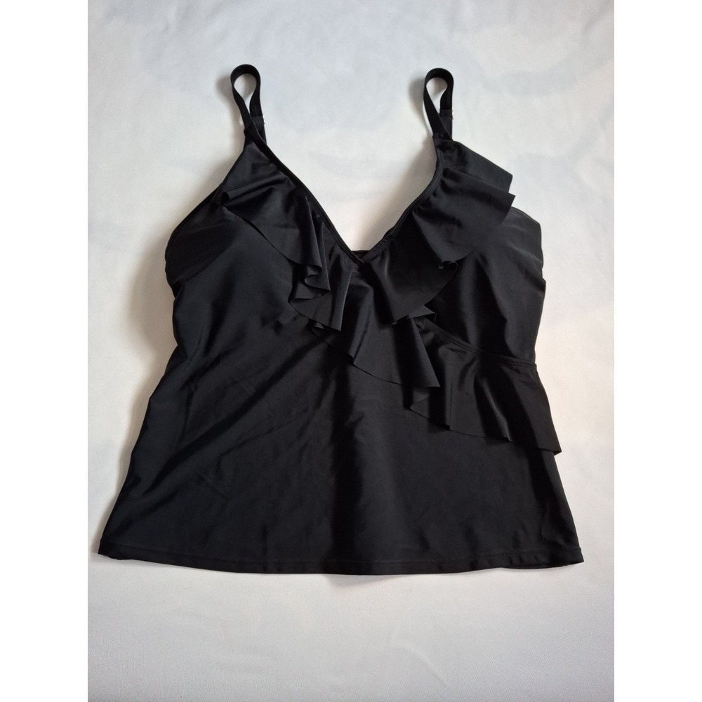 Women's  Juniors 2XL ruffle tankini top Black‎